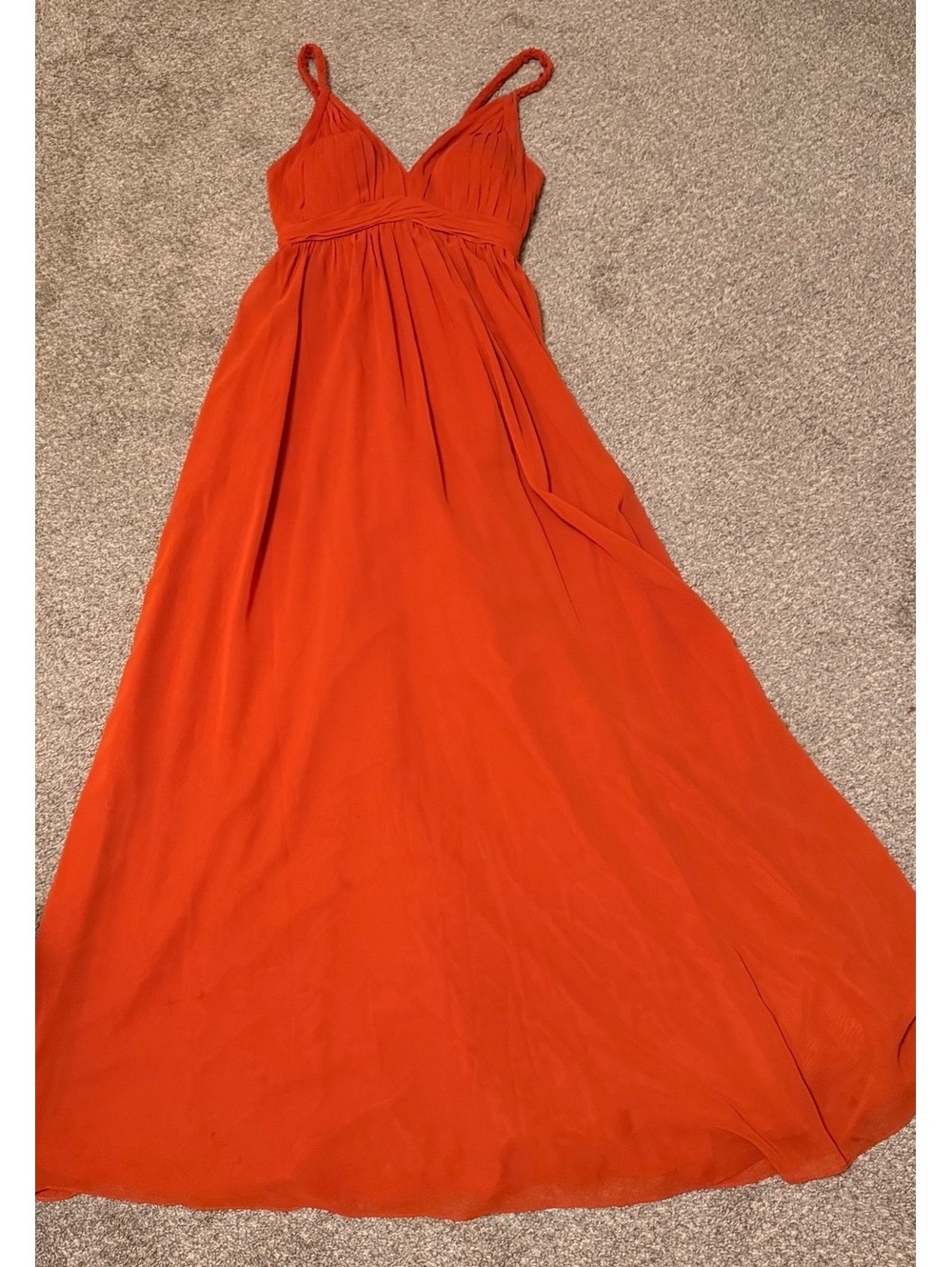 Azazie Burnt Orange Chiffon Maxi Formal Dress Size C